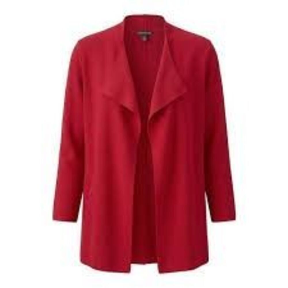 Eileen Fisher Silk Blend Red Open Cardigan Sz XL Long Sleevev